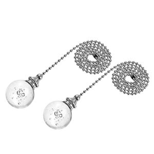 uxcell 20 Inch Ceiling Fan Pull Chain, Decorative Crystal Fan Pull Chain Ornament Extension, 30mm Bubble Ball Pendant, Clear 2Pcs