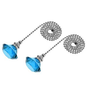 uxcell 20 Inch Ceiling Fan Pull Chain, Decorative Crystal Fan Pull Chain Ornament Extension, 3mm Diameter Beaded Diamond Pendant, Light Blue 2Pcs