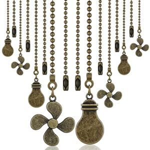8 Pieces Bronze Pull Chains Ceiling Fan Chain Extension Bronze Star Pull Chain Pendant 12 Inch Ceiling Moon Chain Extender Ornament with Fan and Light Bulb Chain Connector (Fresh Style)