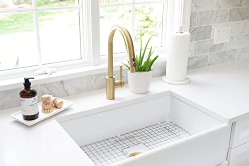 Sinkology K808-B60 Turner Farmhouse/Apron-Front 30 in. Single Bowl Fireclay Kitchen Sink with Strainer Drain, 30 inch, Crisp White | The Storepaperoomates Retail Market - Fast Affordable Shopping