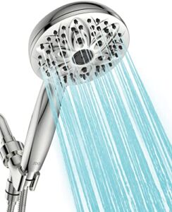 JDO Shower Head with Handheld, High Pressure Handheld Shower Head 6 Settings, 4.7″ High Flow Hand Held Showerhead, Powerful Shower Spray with Stainless Steel Hose, Adjustable Bracket (Chrome)