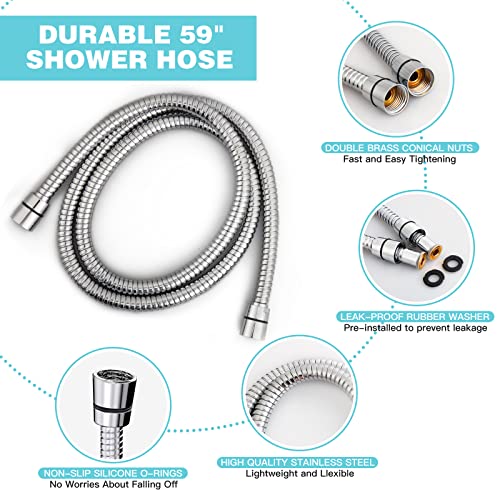 JDO Shower Head with Handheld, High Pressure Handheld Shower Head 6 Settings, 4.7″ High Flow Hand Held Showerhead, Powerful Shower Spray with Stainless Steel Hose, Adjustable Bracket (Chrome) | The Storepaperoomates Retail Market - Fast Affordable Shopping