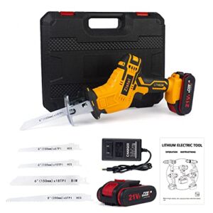 Reciprocating Saw Zistel 2PCS Battery 21V Cordless Power Saw Tool-free Blade Change 4 Blades & Charger Included