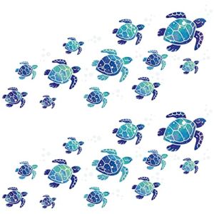 24 Pieces Sea Turtle Wall Decals Turtle Vinyl Stickers for Bathroom Underwater Ocean Wall Decals Waterproof Removable Turtle Decals Decoration for Bedroom Toilet Living Room Wall Decor