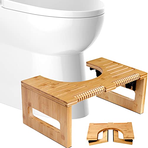 Bamboo 7-Inch Height Toilet Stool, Foldable and No-Slip Toilet Potty Stool with Foot Massager for The Bathroom, Portable Toilet Squatting Stool for Adults and Kids | The Storepaperoomates Retail Market - Fast Affordable Shopping