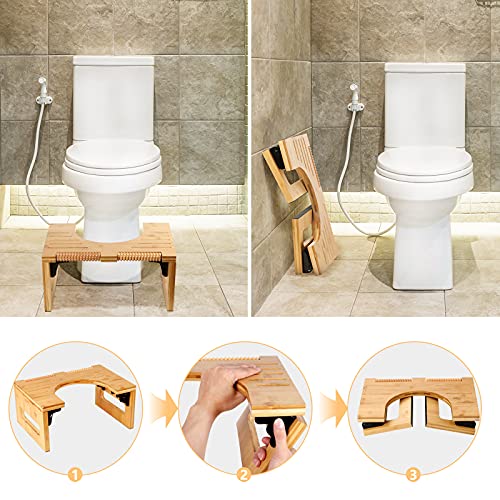 Bamboo 7-Inch Height Toilet Stool, Foldable and No-Slip Toilet Potty Stool with Foot Massager for The Bathroom, Portable Toilet Squatting Stool for Adults and Kids | The Storepaperoomates Retail Market - Fast Affordable Shopping