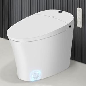 EPLO Smart Toilet,One Piece Bidet Toilet for Bathrooms,Modern Elongated Toilet with Warm Water, Auto Flush, Foot Sensor Operation, Heated Bidet Seat ,19 inch High Tankless Toilets with LED Display