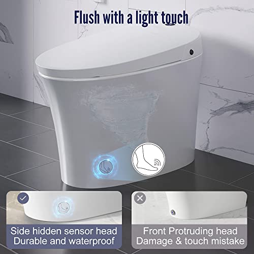 EPLO Smart Toilet,One Piece Bidet Toilet for Bathrooms,Modern Elongated Toilet with Warm Water, Auto Flush, Foot Sensor Operation, Heated Bidet Seat ,19 inch High Tankless Toilets with LED Display | The Storepaperoomates Retail Market - Fast Affordable Shopping