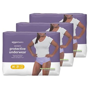 Amazon Basics Incontinence & Postpartum Underwear for Women, Maximum Absorbency, Medium, 60 Count, 3 Packs of 20 (Previously Solimo) | The Storepaperoomates Retail Market - Fast Affordable Shopping