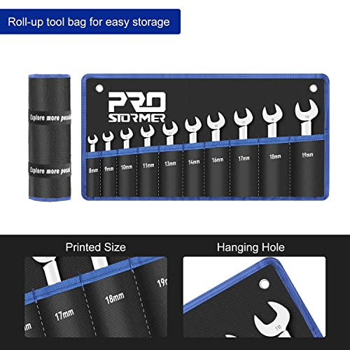 Prostormer Stubby Reversible Ratcheting Wrench Set, 10-Piece 8-19mm Metric 72-Teeth Box End and Open End Combination Wrench Kit with Rolling Pouch, CR-V Constructed | The Storepaperoomates Retail Market - Fast Affordable Shopping