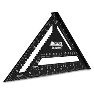 Mecurate Rafter Square, 12 inch Triangle Carpenter Square Die-cast Aluminum for Woodworking and Carpentry