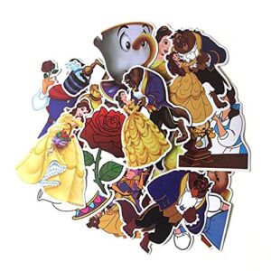 Kanal Beauty and The Beast Stickers| 18 Pcs Beauty and The Beast Waterproof Stickers Decals for Children,Teens and Girls,Unique Durable Aesthetic Trendy Sticker Perfect for Laptop,Computer,Phone
