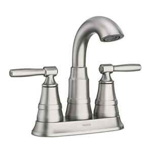 Moen 84971SRN Halle Two-Handle Centerset Bathroom Sink Faucet with Drain Assembly, Spot Resist Brushed Nickel