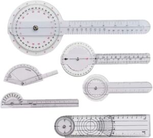 LBHMEI 6 Pcs Finger Goniometer, 6 8 12 Inch Angle Ruler Finger Goniometer, 360 Degree Goniometer Set Body Measuring Tape Goniometer Protractor Ruler