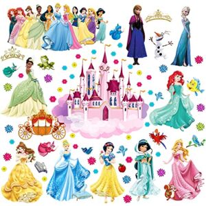 Princess Wall Decals Removable Wall Sticker Peel and Stick Wall Mural for Girls Kids Bedroom Baby Nursery Decoration