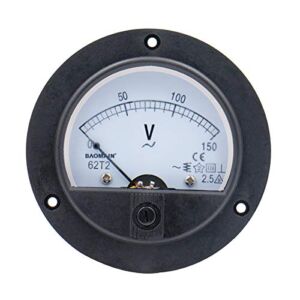 Baomain Round Voltmeter Voltage Meter 62T2 Gauge Analog Panel Class 2.5 AC 150V