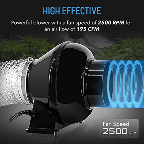 iPower 4 Inch 195 CFM Duct Inline Ventilation Fan Air Circulation Vent Blower for Grow Tent, Greenhouses, Basements or Kitchens, Lite | The Storepaperoomates Retail Market - Fast Affordable Shopping