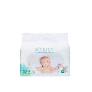 ECO BOOM Bamboo Viscose Baby Diapers 100% Natural Diaper Infant Anti Leak System Eco-Friendly Disposable Diapers Size 3 (13-22lb) Soft Sensitive for Diaper 32 Count