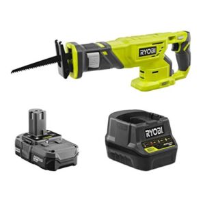 RYOBI 18-Volt Cordless Reciprocating Saw Kit with Battery and Charger (Renewed)