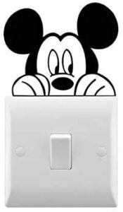 Mickey Mouse Wall Decal Peeking Vinyl Sticker Pack (2 Pack) – 3.5×3.5 Inches – Disney Mickey Mouse Wall Bathroom Room Décor Sticker Decal – For Light Switch Car Truck Van Window Bumper Laptop MacBook Tablet Cup Tumbler Water Bottle and Any Smooth Surface