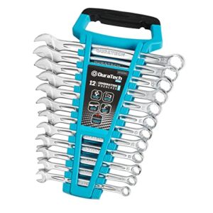 DURATECH 12-Piece Combination Wrenches Set, Metric, 8mm to 19mm, 12-Point, with Wrench Organizer