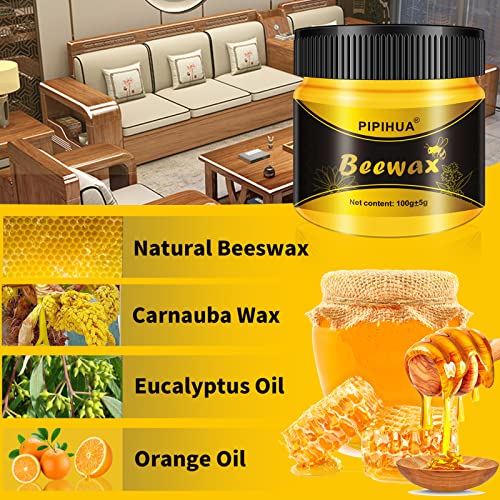 PIPIHUA Beeswax Furniture Polish, Wood Seasoning Beeswax for Furniture Waterproof & Repair Wood Wax for Floors Cabinets to Protect & Care, 2pcs Beeswax Polish with 4pcs Sponges | The Storepaperoomates Retail Market - Fast Affordable Shopping