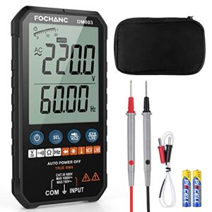 Digital Multimeter Tester TRMS 6000 Counts Auto-Ranging, FOCHANC Voltmeter with NCV for AC/DC Voltage Test, Resistance, Continuity, Capacitance, Diodes Temperature Measure, Case and Battery Included
