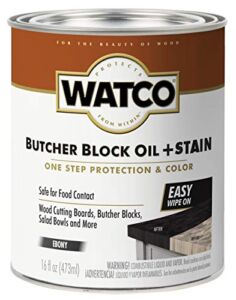 Watco 359023 Butcher Block Oil Plus Stain, 16 oz, Ebony, 16 Ounce