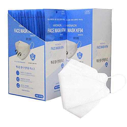 Haenaon Premium KF94 Mask – Face Protective White Mask for Adult, Korean Face Mask, Certified KF94 Face Mask Made in Korea, FDA Registered (50 Individually Packaged) | The Storepaperoomates Retail Market - Fast Affordable Shopping