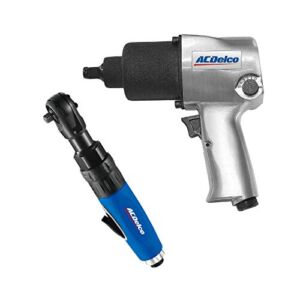 ACDelco ANI405A-NK1 Pneumatic Heavy Duty Twin Hammer ½” 5-Speed Impact Wrench & 3/8” Ratchet Wrench Combo Tool Kit