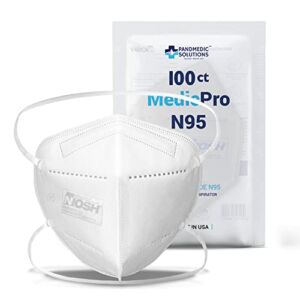 MedicPro N95 Mask NIOSH Approved, Individually Wrapped N95 Particulate Respirator Mask Made in USA Pack of (10,50,100,500) (100)