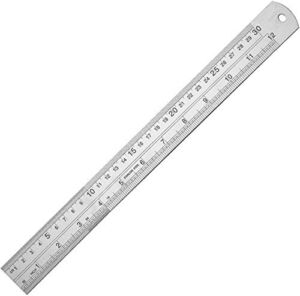 Edward Tools 12 Inch Metal Ruler – Stainless Steel SAE and MM – Straight Edge has Inches and Millimeters – 1 Foot Length – For School, Office Contractor, Home Use