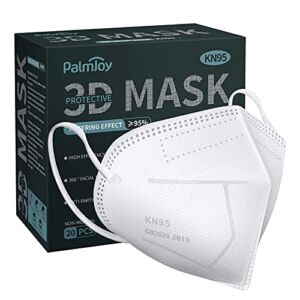 KN95 Face Mask, 20 Pcs 5-Ply White Cup Dust Safety Masks, Filter Efficiency≥95%, Men Women Kids Disposable Respirator Mask Protection Against PM2.5 with Nose Bridge Clip