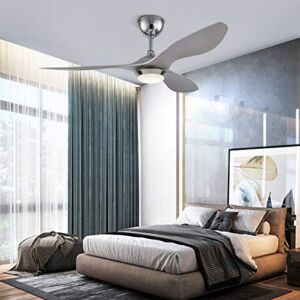 TFCFL 48 Inch Ceiling Fan with LED Light Kit, Modern ABS Fan Blades Noiseless Reversible Motor, 3 Speed, 3 Color Dimming with Timing Function Remote Control (Gray)