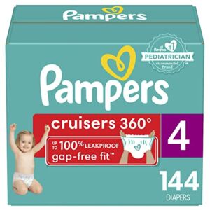 Diapers Size 4, 144 Count – Pampers Pull On Cruisers 360° Fit Disposable Baby Diapers with Stretchy Waistband, Packaging & Prints May Vary