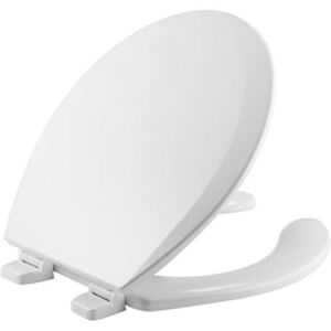 BEMIS 550TTT 000 Open Front Toilet Seat will Never Loosen and Provide the Perfect Fit, ROUND, Durable Enameled Wood, White