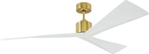 Monte Carlo 3ADR60BBS Adler 60″ Indoor/Outdoor Damp Ceiling Fan with Remote, 3 ABS Blades, Burnished Brass