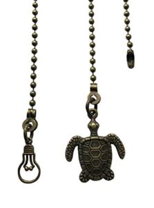 Bronze Tone Sea Turtle & Bulb Fan Light Pull Chain Replacement Extender
