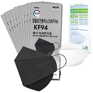 ILWOUL KF94 Black Safely Mask [10Pack] Comfortable Breathe Mouth Face Protection Quadruple Filter, Covering, Made In Korea + 1 Free KF94 (10)