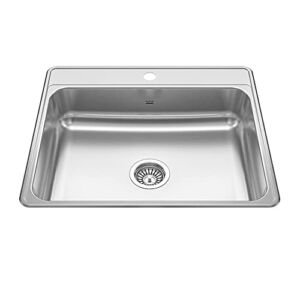 KINDRED CSLA2522-7-1N Creemore 25-in LR x 22-in FB x 7-in DP Drop In Single Bowl 1-Hole Stainless Steel Kitchen Sink, 25″ x 22″