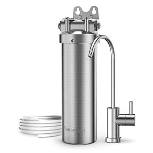 Waterdrop BS08 Under Sink Water Filter, 8K Gallons, Stainless Steel Water Filter System, Reduces Chlorine, Lead, Heavy Metals, Bad Taste& Odor (1 Filter & 1 Brushed Nickel Faucet Included)