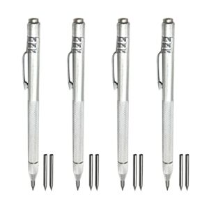 4 Pack Tungsten Carbide Scriber with Magnet, Aluminium Etching Engraving Pen with 8 Replacement Marking Tip, Great for Glass/Ceramics/Metal Sheet