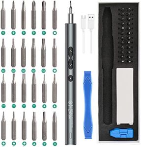 AMIR Electric Screwdriver (Newest) 28 IN 1 Cordless Mini Power Precision Screwdriver Set with 24 Bits, Rechargeable Portable Magnetic Repair Tool Kit with LED Lights for Phones Watch Jewelers Laptops