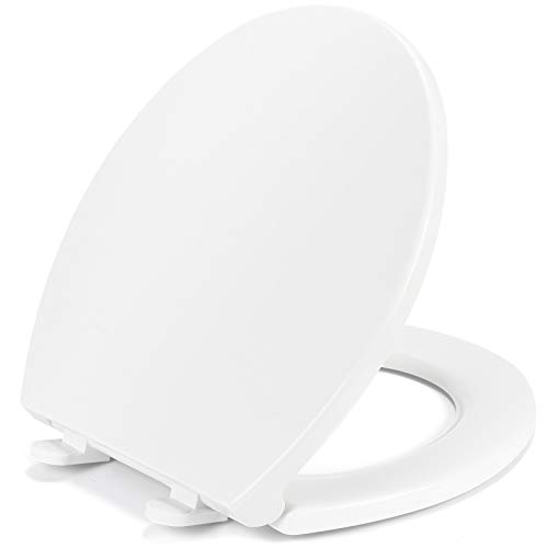 Round Toilet Seat with Cover Slow Soft Quiet Close Toilet Lid Durable Plastic White Toilet Bowl with Non-Slip Seat Bumpers Seat Easy to Install for Standard Toilets | The Storepaperoomates Retail Market - Fast Affordable Shopping