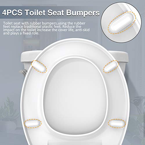 Round Toilet Seat with Cover Slow Soft Quiet Close Toilet Lid Durable Plastic White Toilet Bowl with Non-Slip Seat Bumpers Seat Easy to Install for Standard Toilets | The Storepaperoomates Retail Market - Fast Affordable Shopping