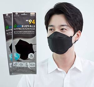[20 Individual Packs] SUMFREE KF94 (Adults/Large), 4 layer protection, 100% Made in Korea, Comfortable breathing (20P, BLACK)