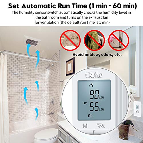 [New Generation] Humidity Sensor Switch, Ortis in-Wall Bathroom Fan Automated Control Switch, Air Moisture Detection, Neutral Wire Required, White, 120V/220V | The Storepaperoomates Retail Market - Fast Affordable Shopping