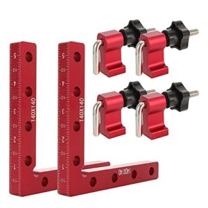 W B D WEIBIDA 90 Degree Clamps For Woodworking, Positioning Squares Right Angle Clamps 2 Pack, 5.5″ X 5.5″ (140 x 140mm) Aluminum Alloy Corner Clamps Tools For Cabinets, Picture Frame, Drawers