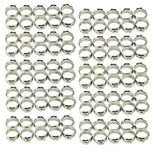 100pcs 1/2 Inch PEX Cinch Clamp Rings, 304 Stainless Steel Cinch Crimp Rings Pinch Clamps for PEX Tubing Pipe Fitting Connections