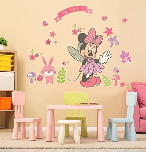 Large Mickey and Minnie Mouse Wall Decals for Kids Baby Bedroom Nursery, Disney Mirror Window Walls Stickers Removeable Vinyl Cartoon Peel and Stick (Minnie Pink) | The Storepaperoomates Retail Market - Fast Affordable Shopping